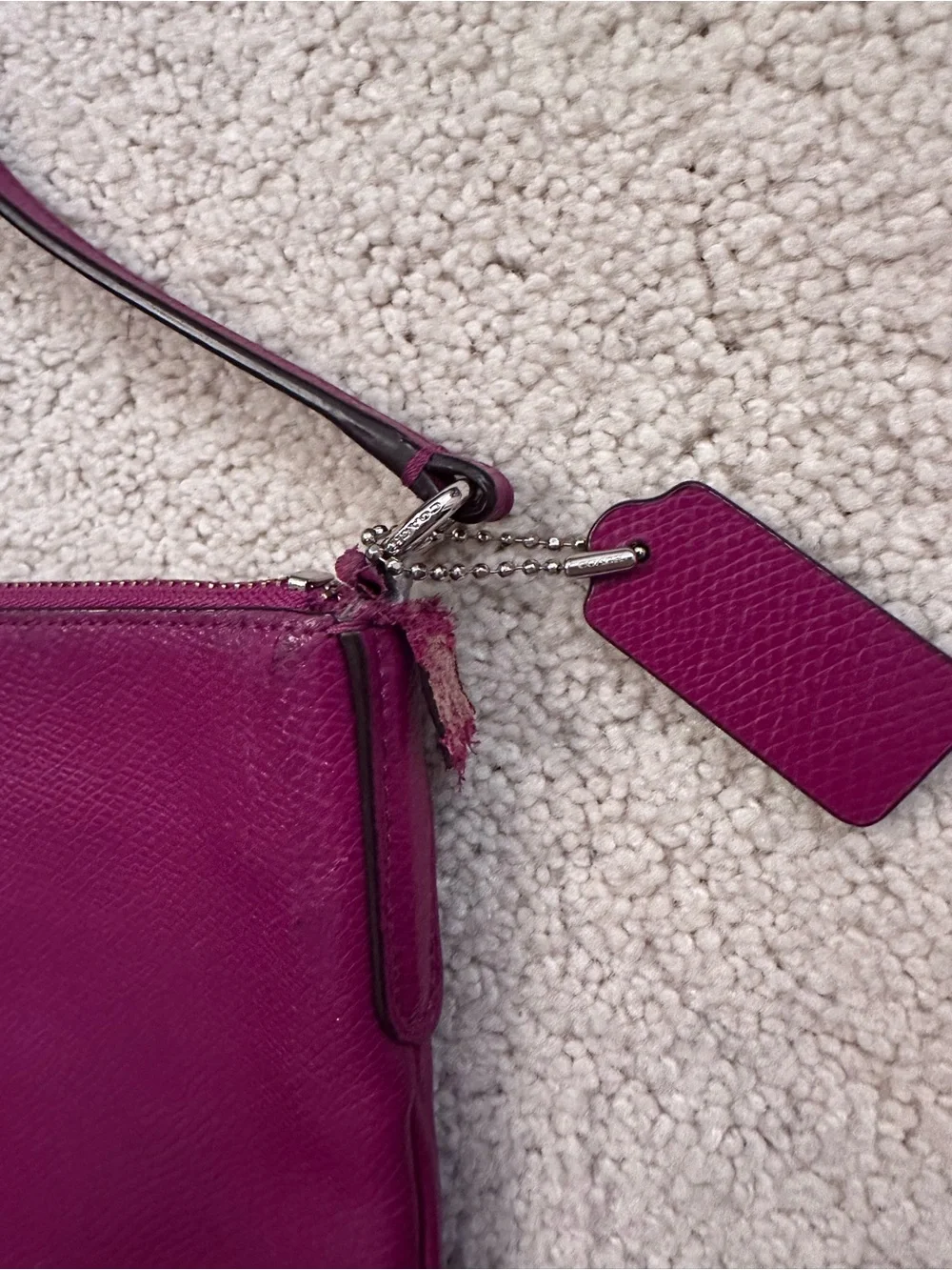 Coach Pebbled Leather Crossbody in Magenta